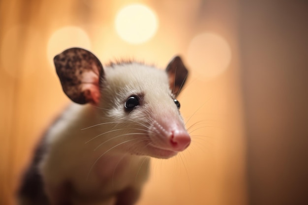 Foto opossum die oplettend naar de nachtelijke omgeving staart