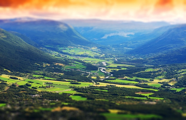 Oppdal valley landscape bokeh background hd