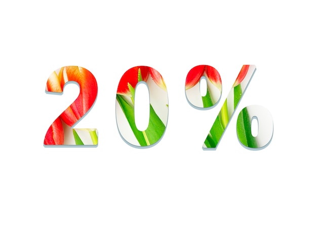 Opschrift 20% gemaakt van tulpenbloemen