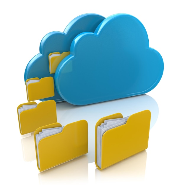 Opslag Archief of Sync naar cloud in het ontwerp van informatie met betrekking tot internet 3d illustratie