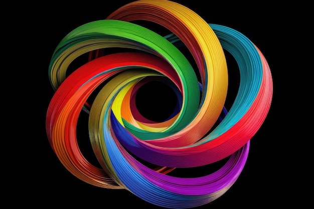 Photo optical illusion of spinning infinity symbol in colors of the rainbow created with generative ai