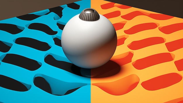 Foto illusione ottica che utilizza colori e forme contrastanti per un effetto dinamico