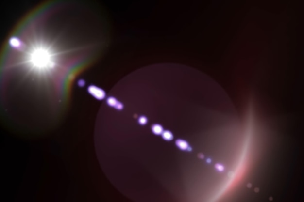 optical lens flare overlay with black background