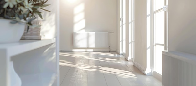 Optimal indoor conditions created by natural light and wallmounted white radiator