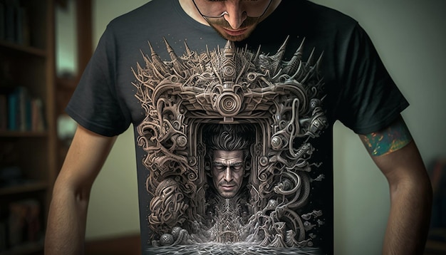 Foto optische illusie tshirt print fotorealistisch waanzinnig ai gegenereerd ar