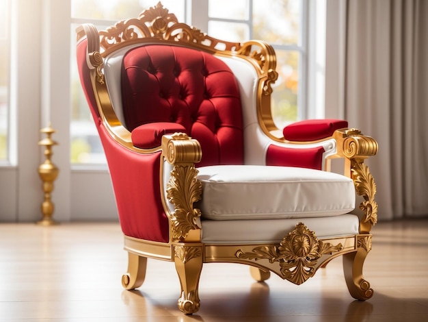 Foto opulenza in design poltrona di lusso rossa e dorata