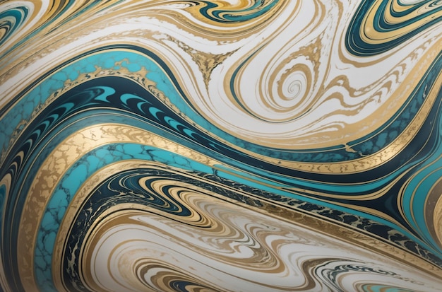 Opulent Elegance Fluid Artistry in Turquoise and Gold