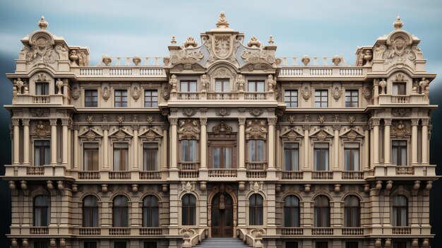 Opulent facade mansion building