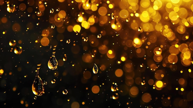 Photo opulent golden confetti falls gracefully over a dramatic black backdrop
