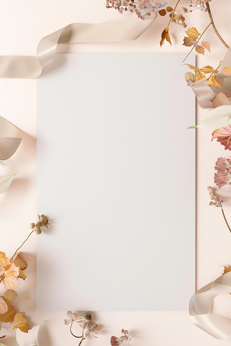 Photo opulent greeting card invitation isolated empty space enriched with luxurious ribbon and flower deco