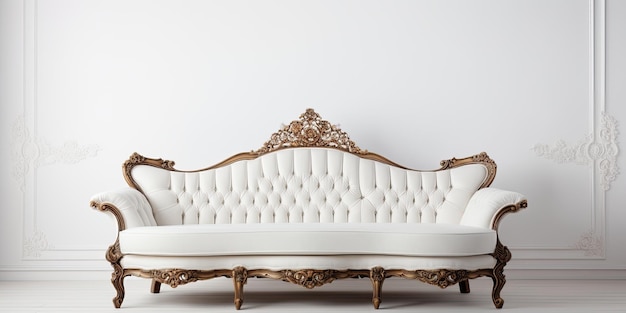 Photo opulent vintage couch on white