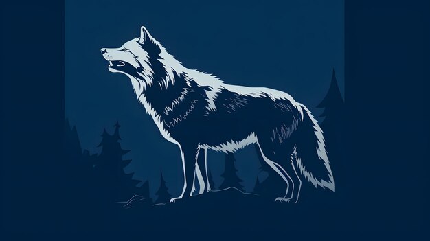 Foto opvallend silhouet van een wolf gemaakt door ai