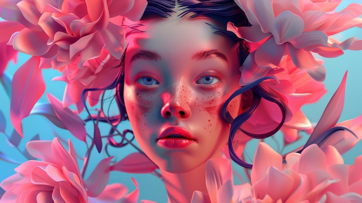 Foto opvallende baby meisje illustratie in een unieke 3d-ontwerp ai gegenereerde illustratie
