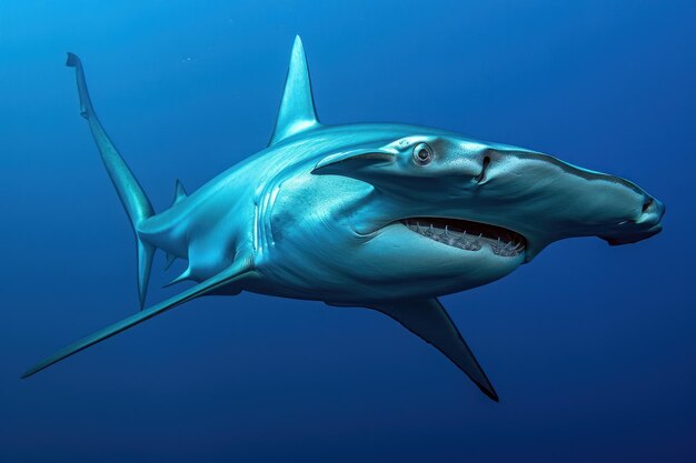 Foto opvallende hammerhead shark bekend om zijn unieke kopvorm