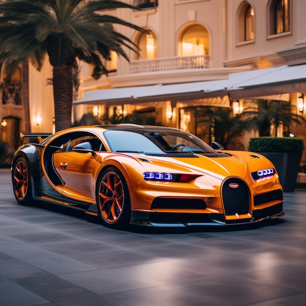 Opvallende ontmoeting Oranje Bugatti Chiron Graces Rood en Zwart Thematisch Hotel