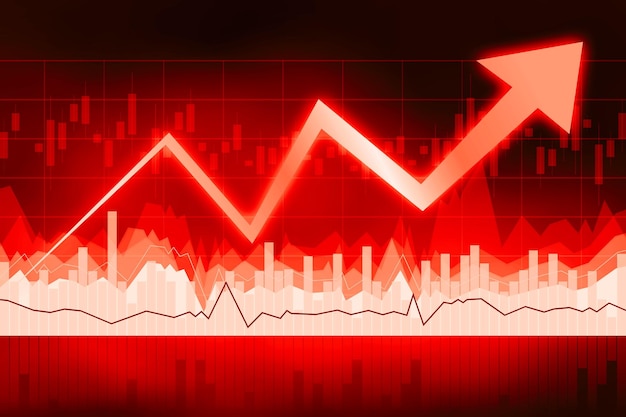 Opwaartse pijl en financiële gegevensgrafiek groeiconcept