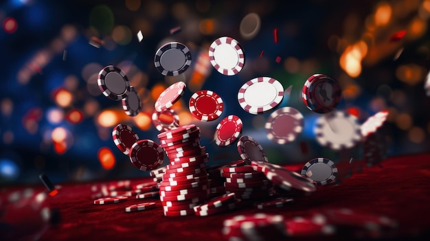 Opwindende pokerspellen in een online casino kaarten en fiches op de tafel gokkervaring winnen handen en weddenschappen