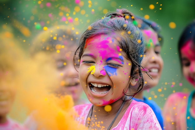 opwinding van een kind dat het Holi-festival viert