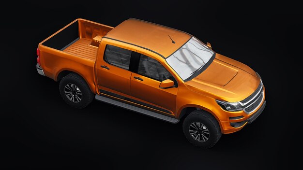 Photo orang pickup car on a white background 3d rendering