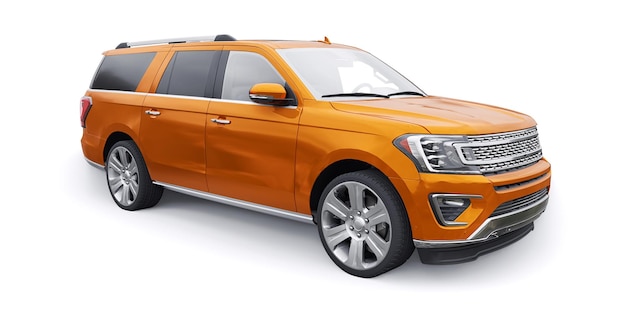 Orang Premium Familie SUV geïsoleerd op een witte achtergrond 3D-rendering