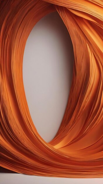 The orange abstract background consists of smooth lines