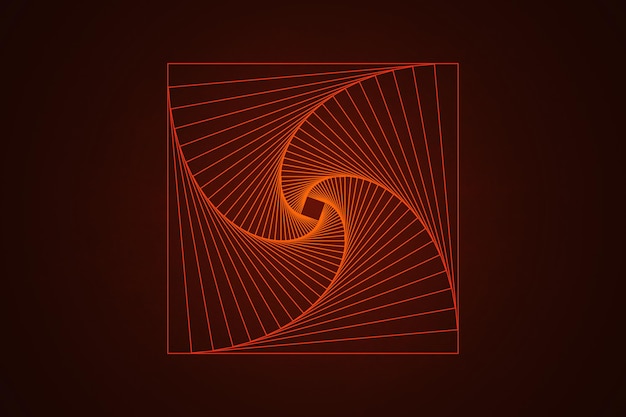 Orange abstract geometry line art