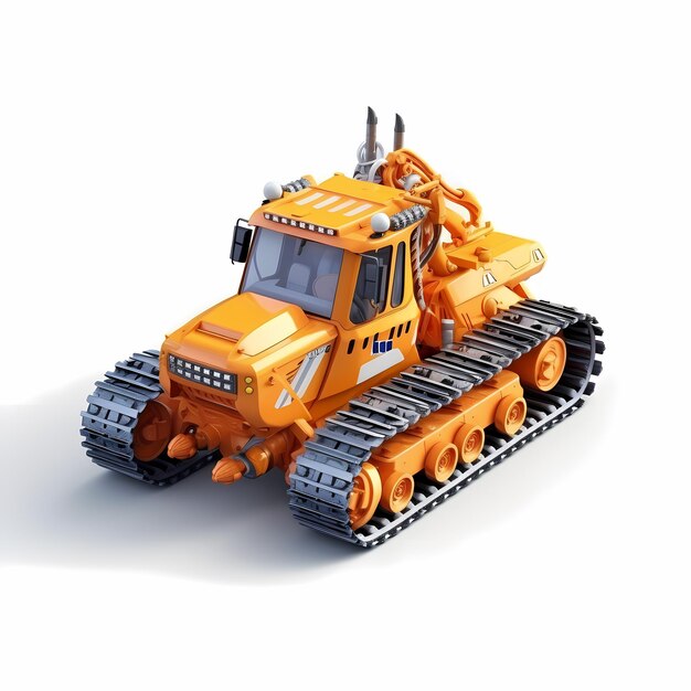 Orange all terrain special vehicle caterpillar based 3d render on white background AI generated