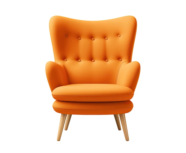 Orange armchair isolated on white background Generative AI