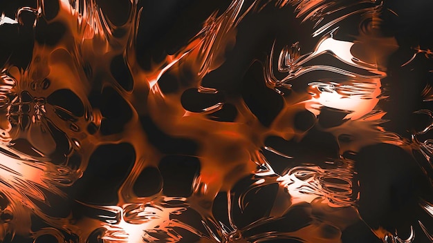 Photo orange background motion bright neon blots in d format that expand and reverse with shades of black