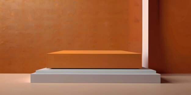 Orange background product studio podium wall scene abstract mockup