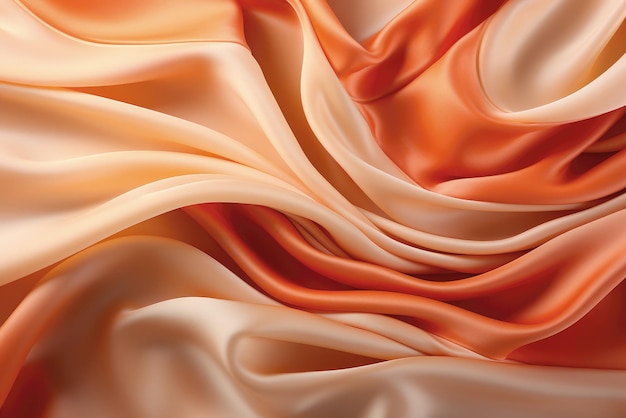 Orange background of silk fabric folds