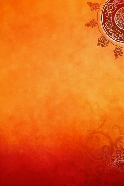 Photo orange background with a floral design