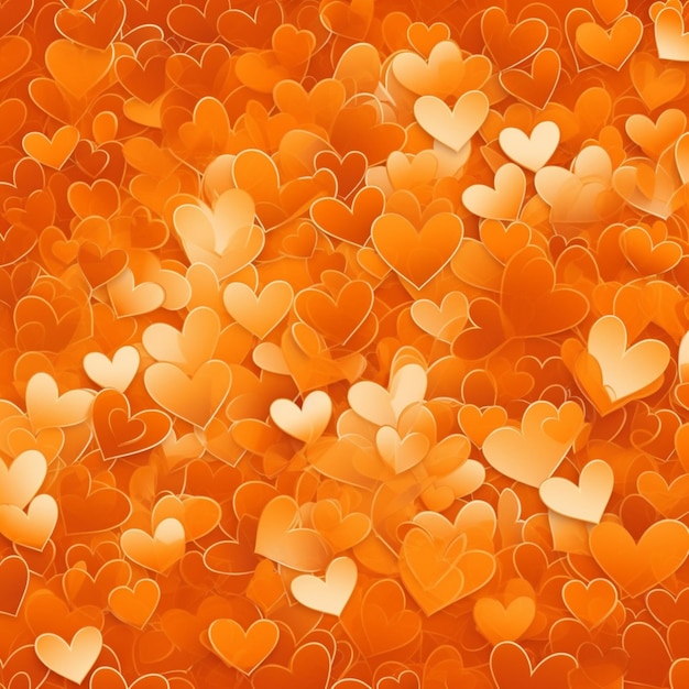 Orange background with hearts and the words love on it