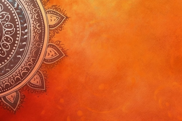 Orange background with a mandala and the word diwali on it