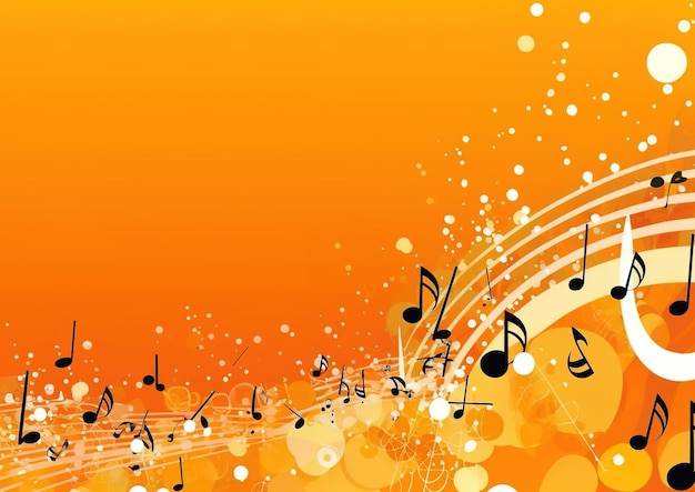 An orange background with music notes on it