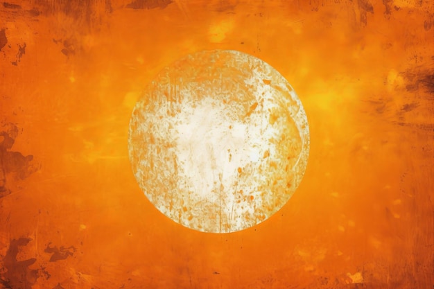 Оранжевый фон с белым кругом посередине и словом солнце на нем.