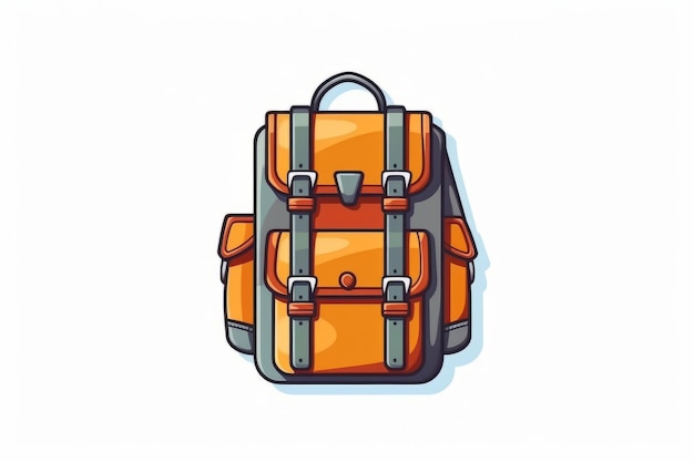 Orange backpack with a black strap and a gray strap.