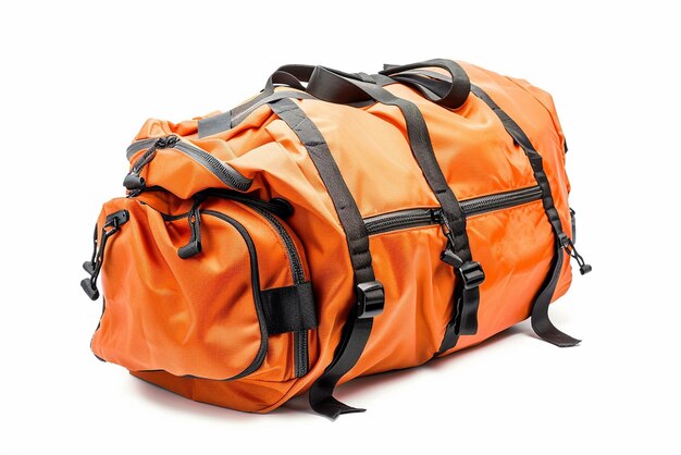 a orange bag with a strap that says quot the straps are black quot