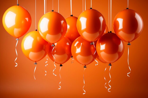 Orange balloons on a orange backgroundgenerative ai