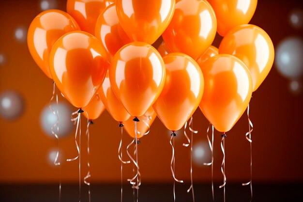 Orange balloons on a orange backgroundgenerative ai