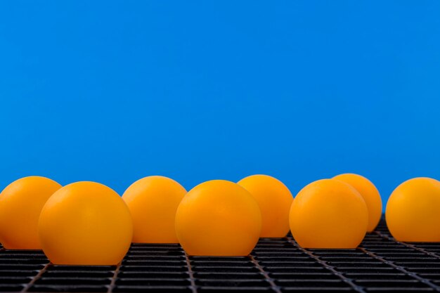 Orange balls on a blue background