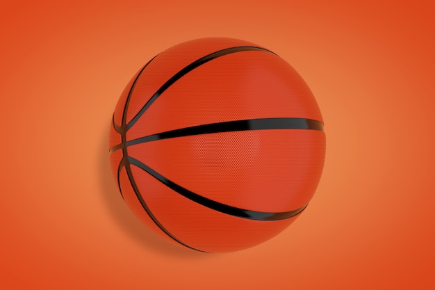 Оранжевый баскетбольный мяч на оранжевом фоне. 3d рендеринг