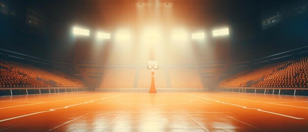 оранжевый баскетбольный корт с баскетбольным кольцом на спине