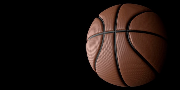 Orange Basketball with black Line Design dark Background Basketball in the air 3D render