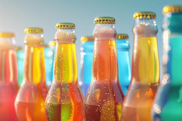 Photo orange beer bottles mockup for summer day sweet alcohol drinks for holiday celebration beer bottle