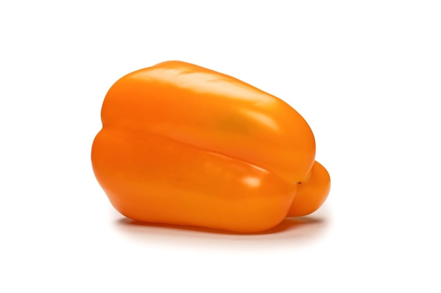 Orange bell pepper isolated on white background Top view Copy space