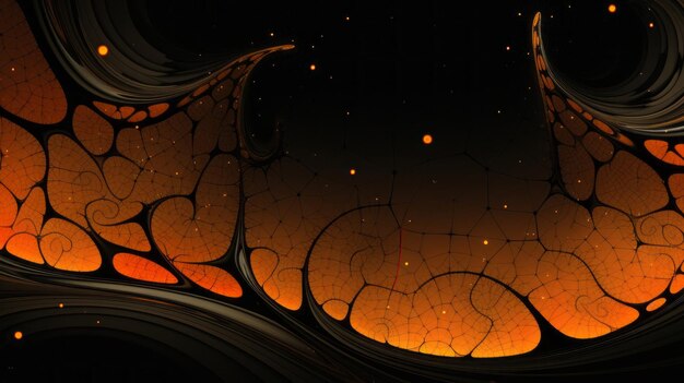 an orange and black background with swirls