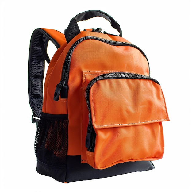 Photo a orange and black backpack with a black strap