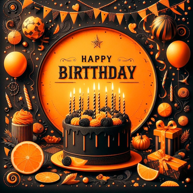 Orange and Black Birthday Background