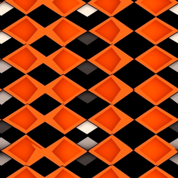 Photo an orange and black checkered pattern with squares and squares generative ai